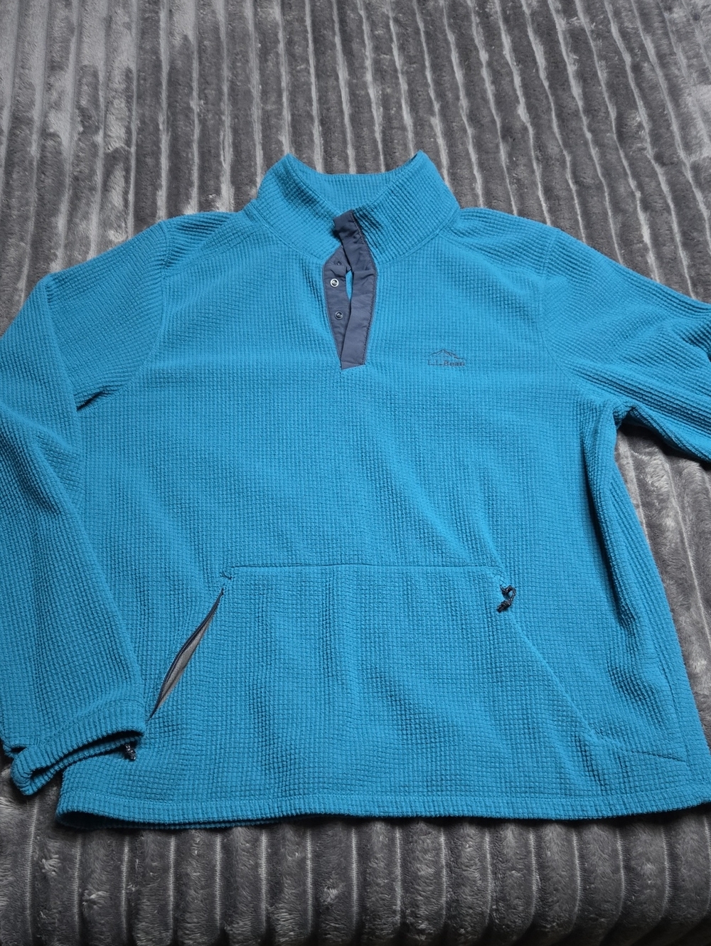 L.L. Bean Teal Waffle-Knit Lightweight Pullover